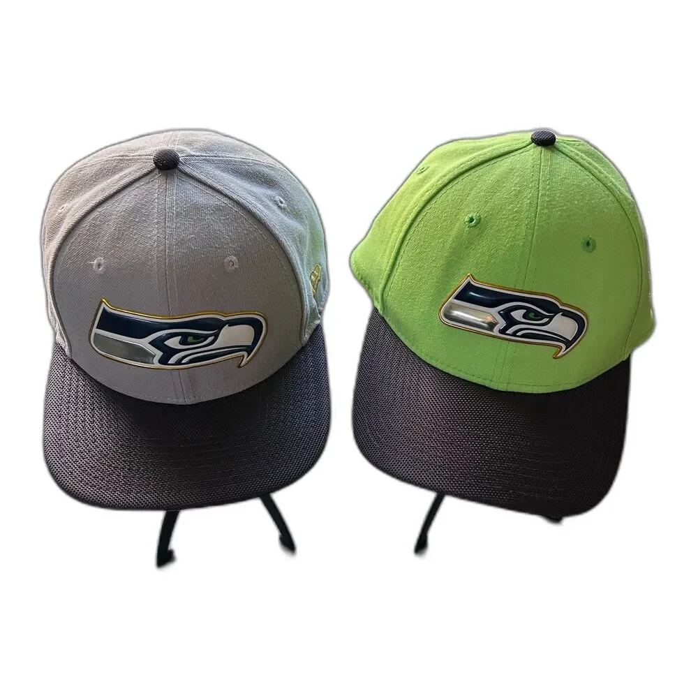 Lot of 2 Seattle Seahawks New Era Hats | NFL Caps | Fitted + Snapback